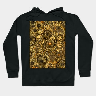 Yellow chrysanthemum flowers and orange bettles Hoodie